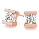 Stud Earrings with Lab Grown Round Diamond Tension Set