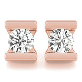 Stud Earrings with Lab Grown Round Diamond Tension Set