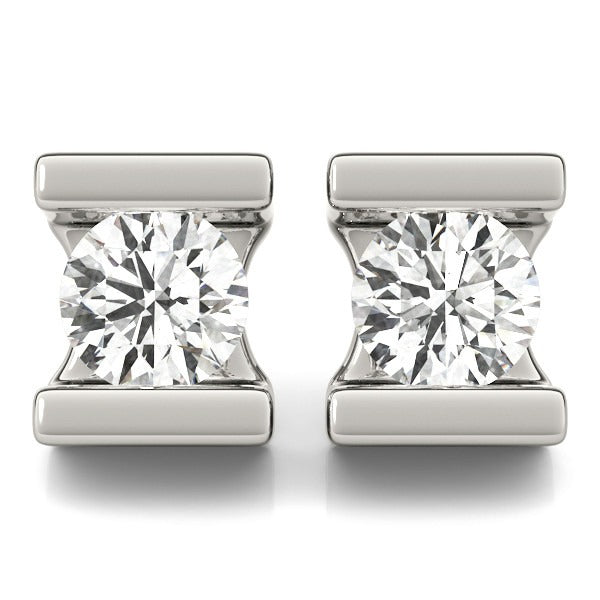 Stud Earrings Lab Grown Round Diamond Tension Set 9k