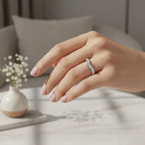 Soft V shape bridal band with round diamonds