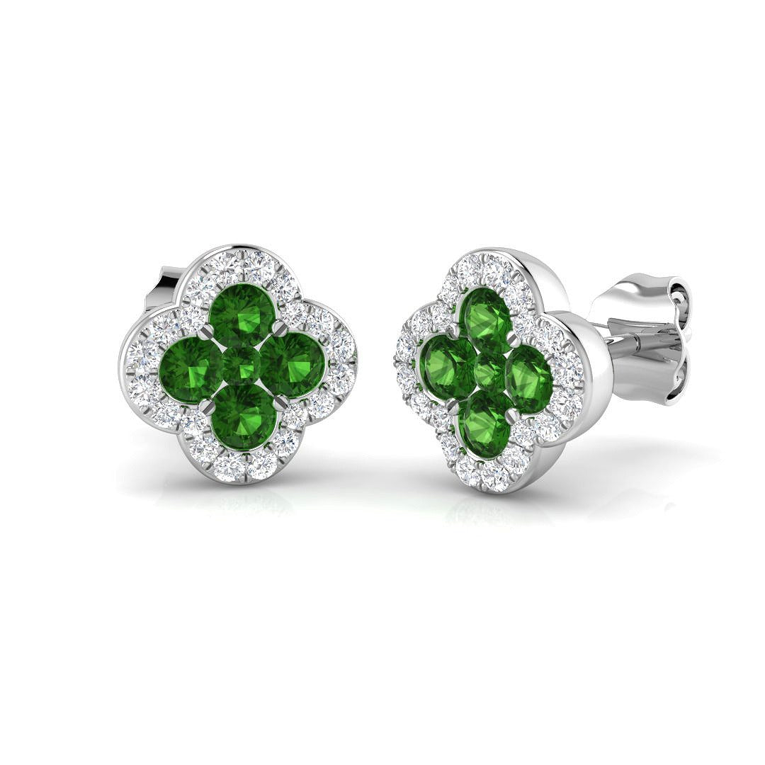 Tsavorite Birthstone Earrings in 18K Gold with Sparkling Natural Diamonds
