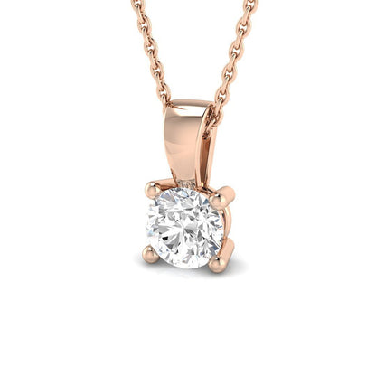 Elegant Claw Set Diamond Necklace – 18K Rose Gold Handmade in UK
