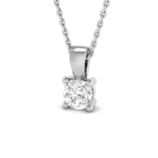 Round Claw Set Lab Grown Diamond Pendant in 18K White Gold – UK Hallmarked