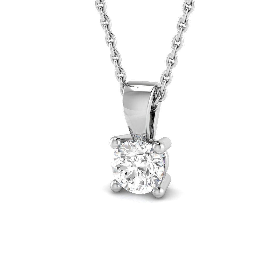 Round Claw Set Lab Grown Diamond Pendant in 18K White Gold – UK Hallmarked
