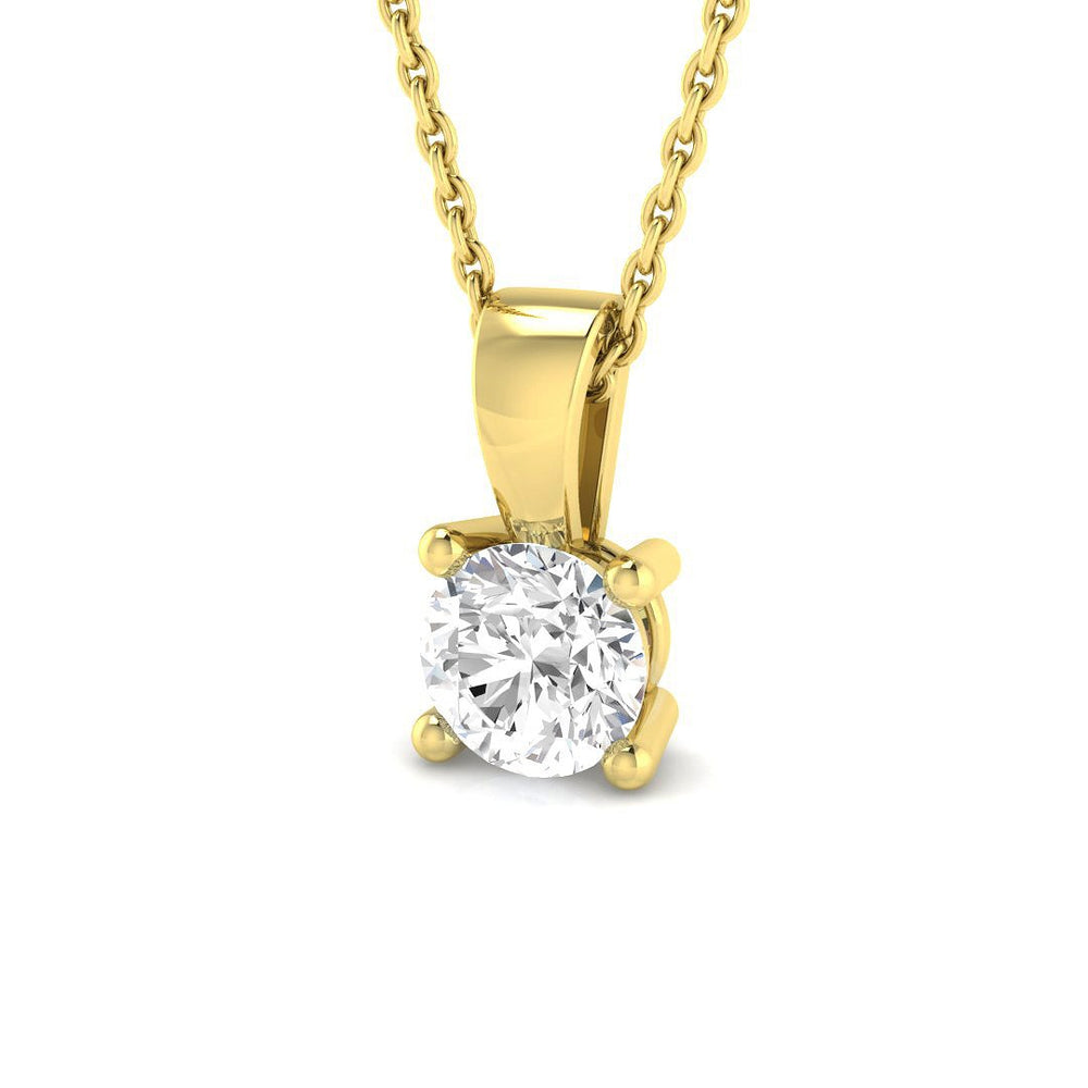 Certified Lab Grown Round Diamond Solitaire Pendant – 9K Yellow Gold UK Made