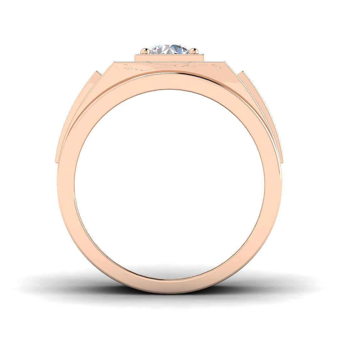 Sophisticated men’s gold diamond halo ring