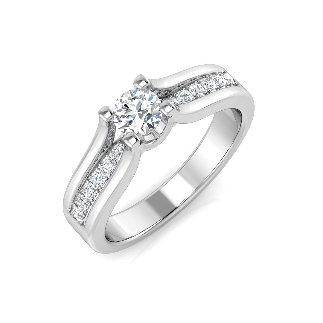 Split Shoulder Diamond Solitaire Ring