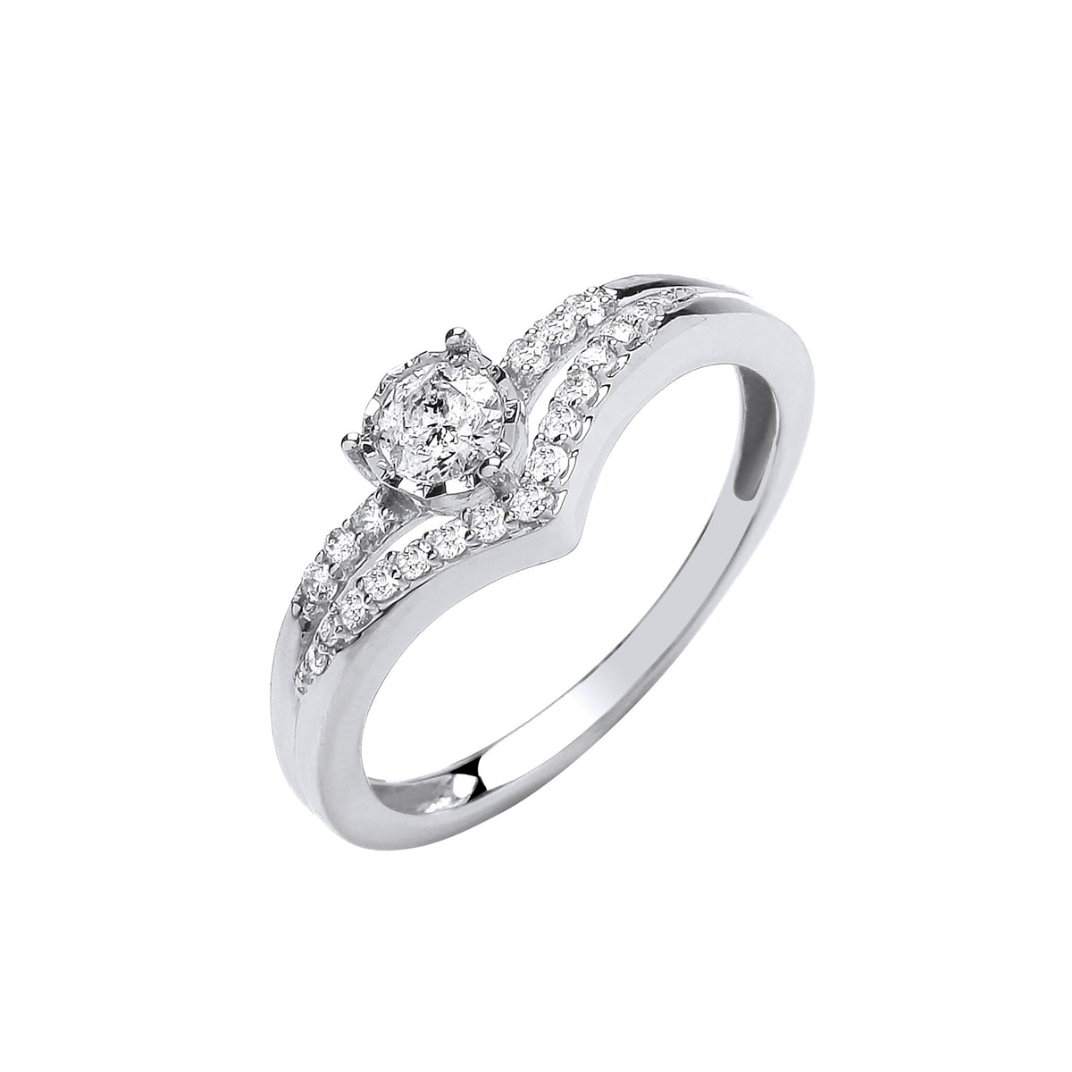 0.50Ct Round Cut Lab Diamond Split Shank Halo Ring in White Gold
