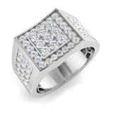 Men’s square diamond signet ring with triple pavé rows