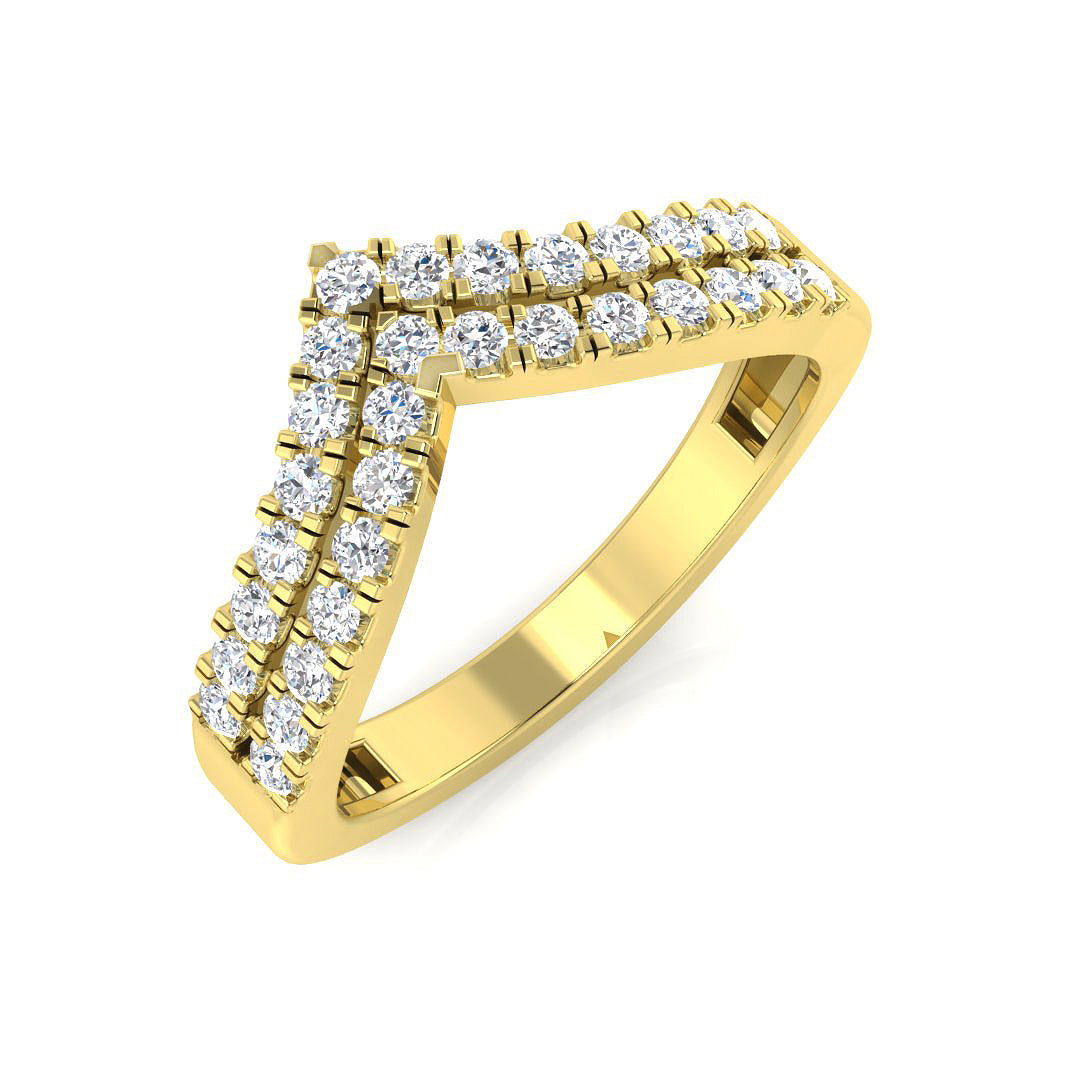 Statement wishbone diamond contour ring
