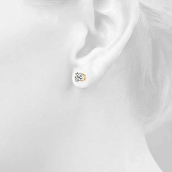 D/VVS Lab-Grown Diamond Stud Earrings For Women, Round Brilliant Cut Martini Prong Setting