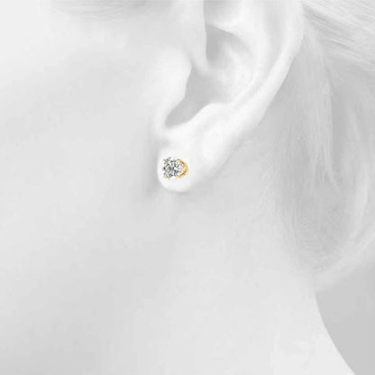 D/VVS Lab-Grown Diamond Stud Earrings For Women, Round Brilliant Cut Martini Prong Setting