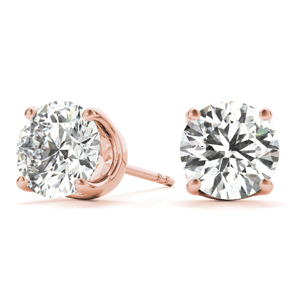 D/VVS Lab-Grown Diamond Stud Earrings For Women, Round Brilliant Cut Martini Prong Setting