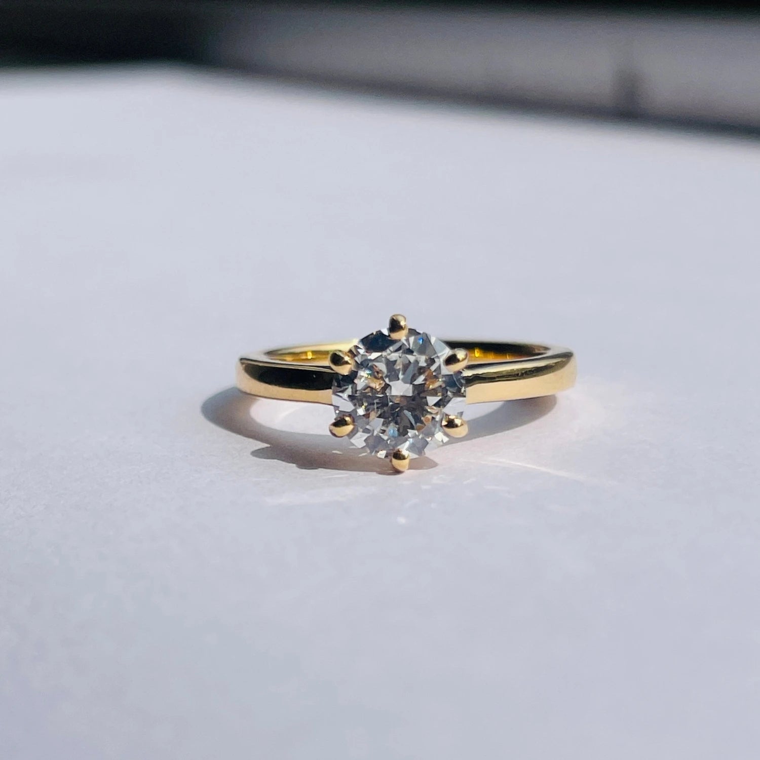 Round Cut Solitaire Lab Grown Diamond 6 Prong Set Engagement Ring Gift for Her