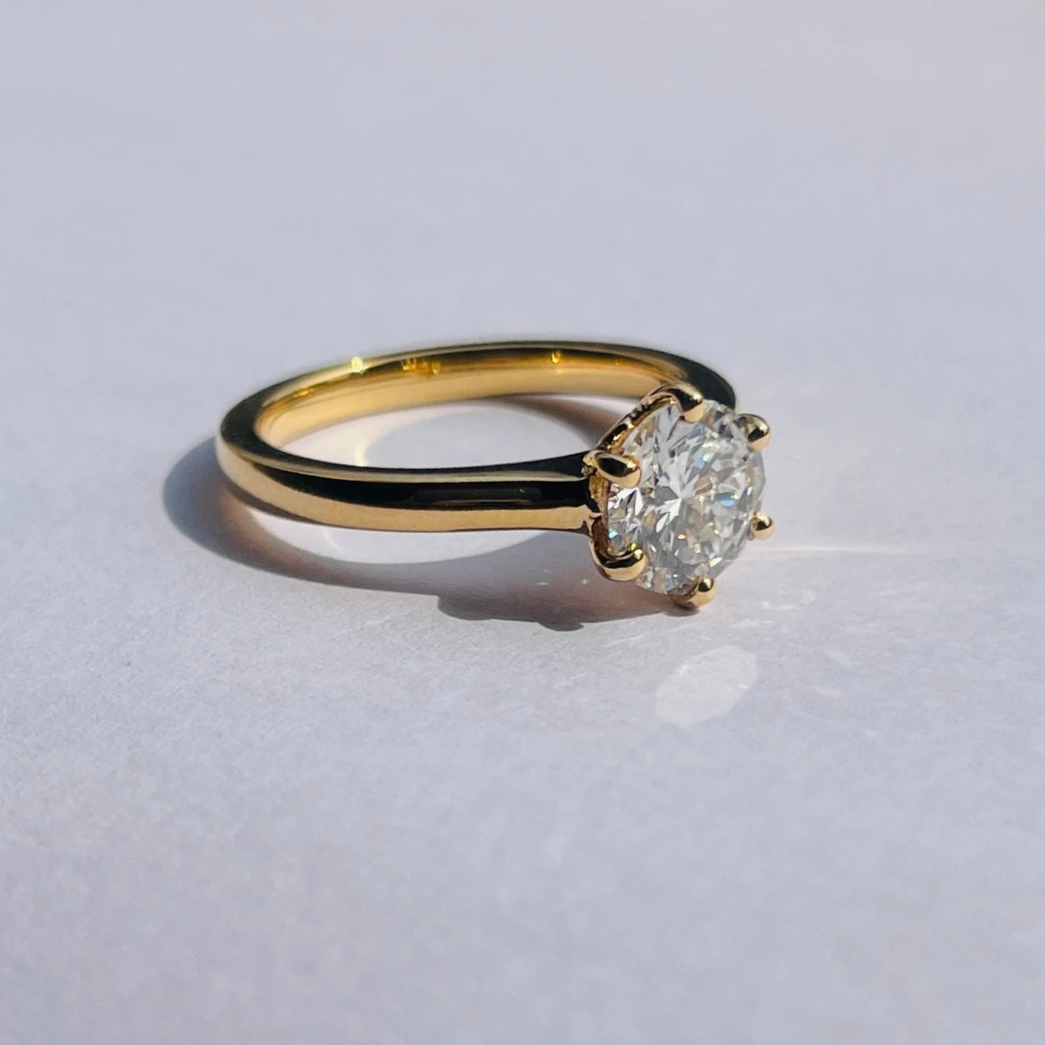 Round Cut Solitaire Lab Grown Diamond 6 Prong Set Engagement Ring Gift for Her