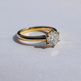 Round Cut Solitaire Lab Grown Diamond 6 Prong Set Engagement Ring Gift for Her