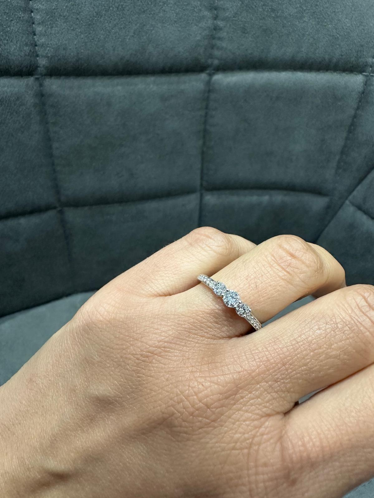 Three Stone Prong Set Lab Diamond Ring Perfect for Anniversary Gifts - in 925 Silver