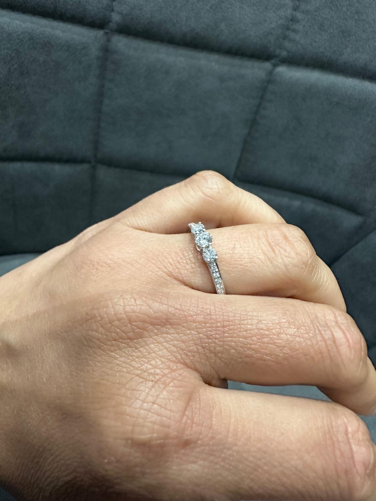 Three Stone Prong Set Lab Diamond Ring Perfect for Anniversary Gifts - in 925 Silver