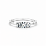 3 stone lab grown diamond ring, Round cut lab diamond engagement ring