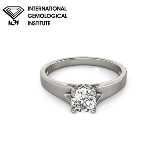 IGI Lab-Grown Round Cut Diamond Four-prong Engagement Ring Valentine Gift for Her.