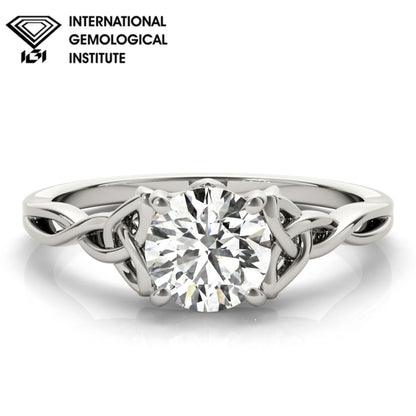 IGI Lab-Grown D-VVS Round Cut  Diamond Infinity Solitaire Engagement Ring.