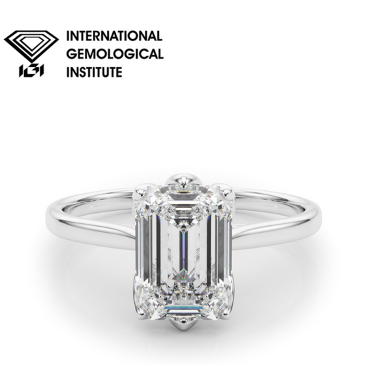 IGI Lab-Grown D-VVS Emerald Cut Diamond 6-Prong Solitaire Engagement Ring Gift For Her.