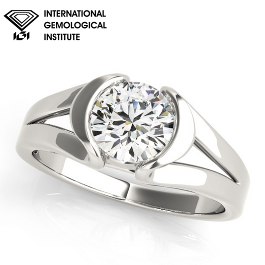 Celestial Shine IGI Lab-Grown D-VVS Round Cut Diamond Solitaries Engagement Ring.