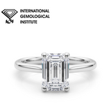 IGI Lab-Grown D-VVS Emerald Cut Diamond 4-prong Solitaire Engagement Ring Gift For Her.