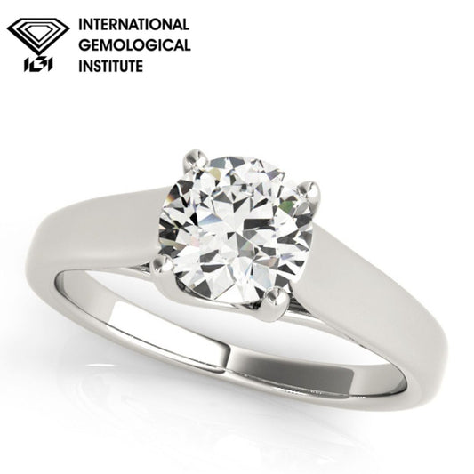 IGI Lab-Grown Round Cut D-VVS Diamond Solitarie Engagement Ring.