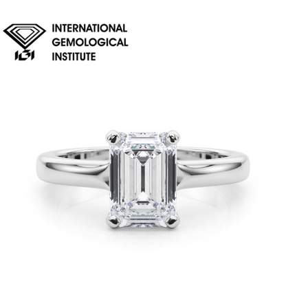 IGI Lab-Grown Emerald Cut Diamond 4-Prong Solitaire Engagement Ring Gift For Her.