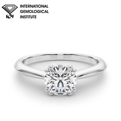 IGI Lab-Grown D-VVS Round Cut Diamond Solitarie Engagement Ring For Women