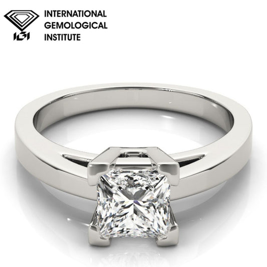 IGI Lab-Grown Princess Cut D-VVS  Diamond Solitaire V-Split Engagement Ring.