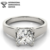 IGI Lab-Grown D-VVS Princess Cut Diamond Solitaire Twisted V-Design Engagement Ring.