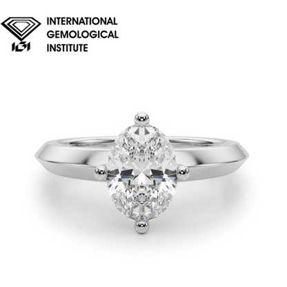 IGI Lab-Grown Oval Diamond 4-Claw Set Solitaire Engagement Ring, VVS Clarity D Color