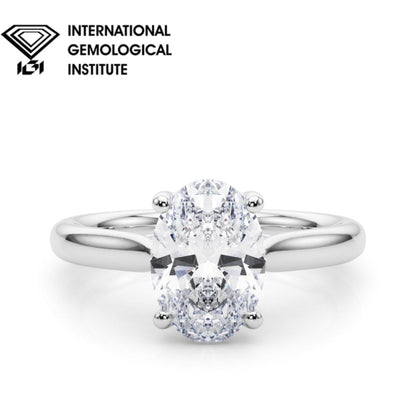 IGI Lab-Grown Oval Diamond Prong Solitaire Engagement Ring, D Color VVS Clarity