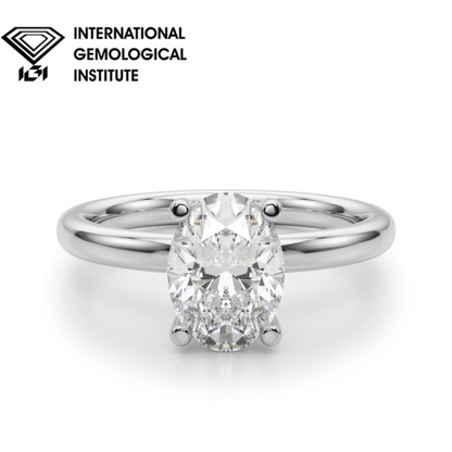 IGI Lab-Grown Oval Diamond Four Prong Solitaire Engagement Ring, D Color VVS Clarity