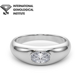 IGI Lab-Grown Oval Diamond Horizontal Bezel Solitaire Engagement Ring