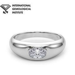 IGI Lab-Grown Oval Diamond Horizontal Bezel Solitaire Engagement Ring