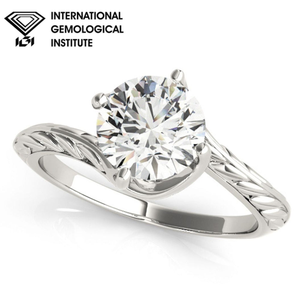 IGI Lab Grown Round Cut Diamond Twisted Solitaire Engagement Ring Gift Her.