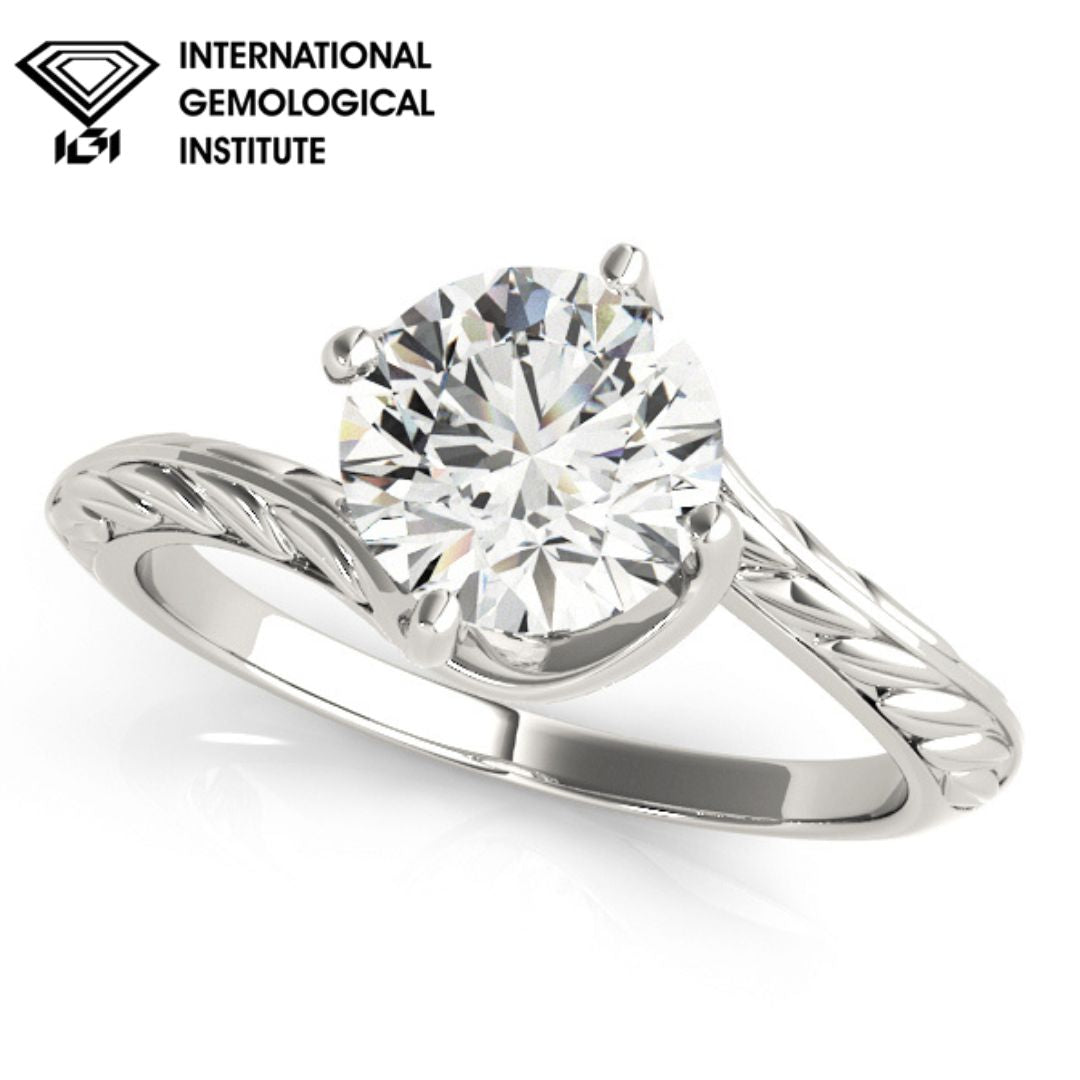 IGI Lab-Grown Round Cut Diamond Twisted Solitaire  Engagement Ring Gift for Her.