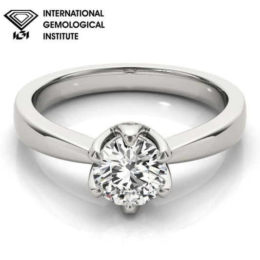 IGI Lab-Grown Round Cut Diamond Solitaire 6-Prong Engagement Ring Valentine Gift for Her.