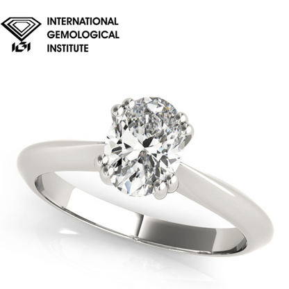 IGI Lab-Grown Oval Diamond Double Prong Solitaire Engagement Ring, D Color VVS Clarity