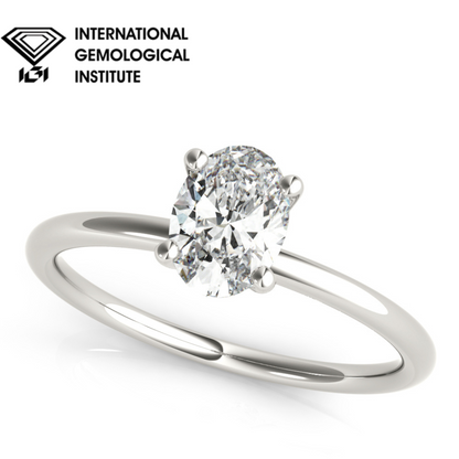 IGI Lab-Grown Oval Diamond 4 Claw Solitaire Engagement Ring, D Color VVS Clarity