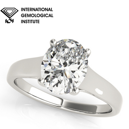 IGI Lab-Grown Oval Diamond Solitaire Engagement Ring, D Color VVS Clarity