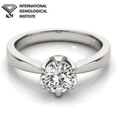 IGI Lab-Grown Round Cut Diamond Solitaire 6-Prong Engagement Ring Gift for Her.