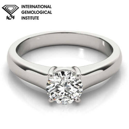 IGI Lab-Grown D/VVS  Diamond Round Cut Solitaire Engagement Ring Modern Cathedral Setting