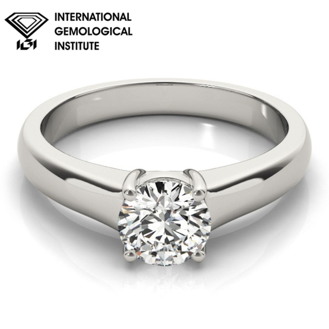 IGI Lab-Grown D/VVS Diamond Round Cut Solitaire Engagement Ring Modern Cathedral Setting