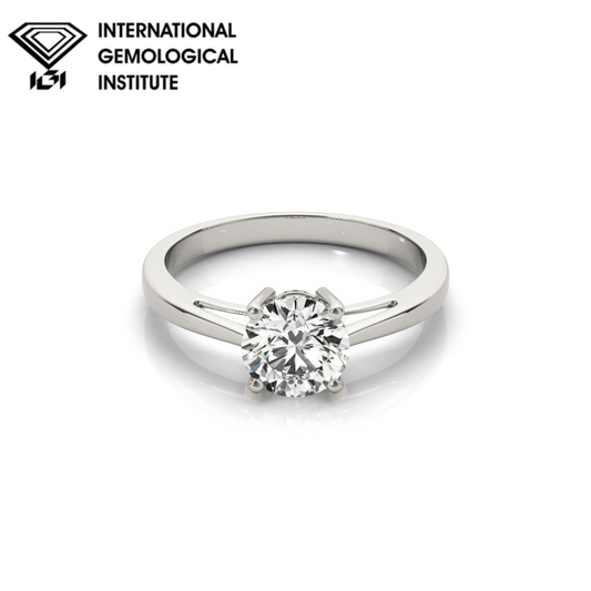 IGI Lab-Grown Round Cut Diamond Four-Claw Solitaire Engagement Ring Valentine Gift for Her.