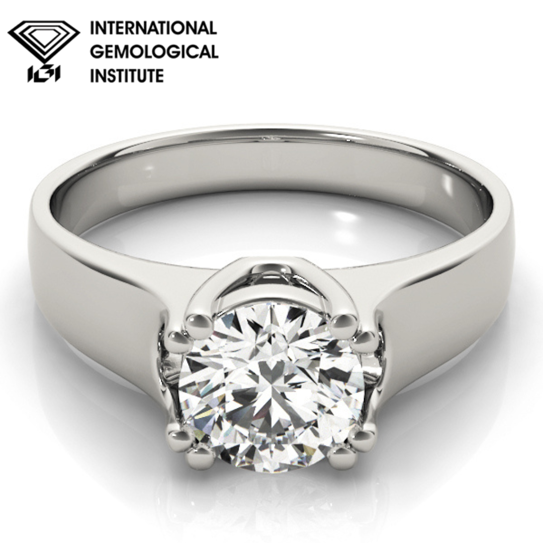 IGI Lab-Grown Round Cut Diamond 8-Prong  Engagement Ring Valentine Gift for Her.