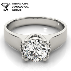 IGI Lab-Grown Round Cut Diamond 8-Prong  Engagement Ring Gift for Her.